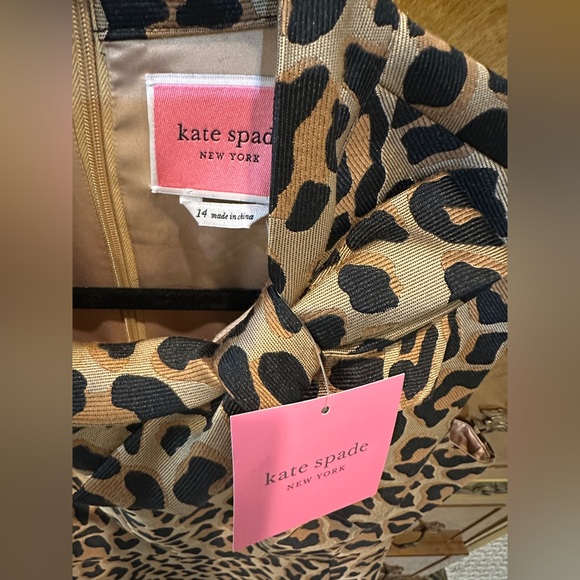 NWT Kate Spade New York Leopard Jacquard Knott Sleeveless Dress Sz14 - Picture 5 of 12